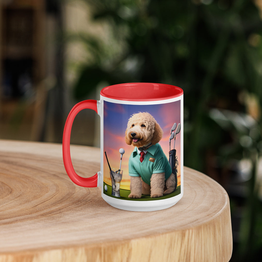 Goldendoodle Golfer- Mug with Color Inside v5