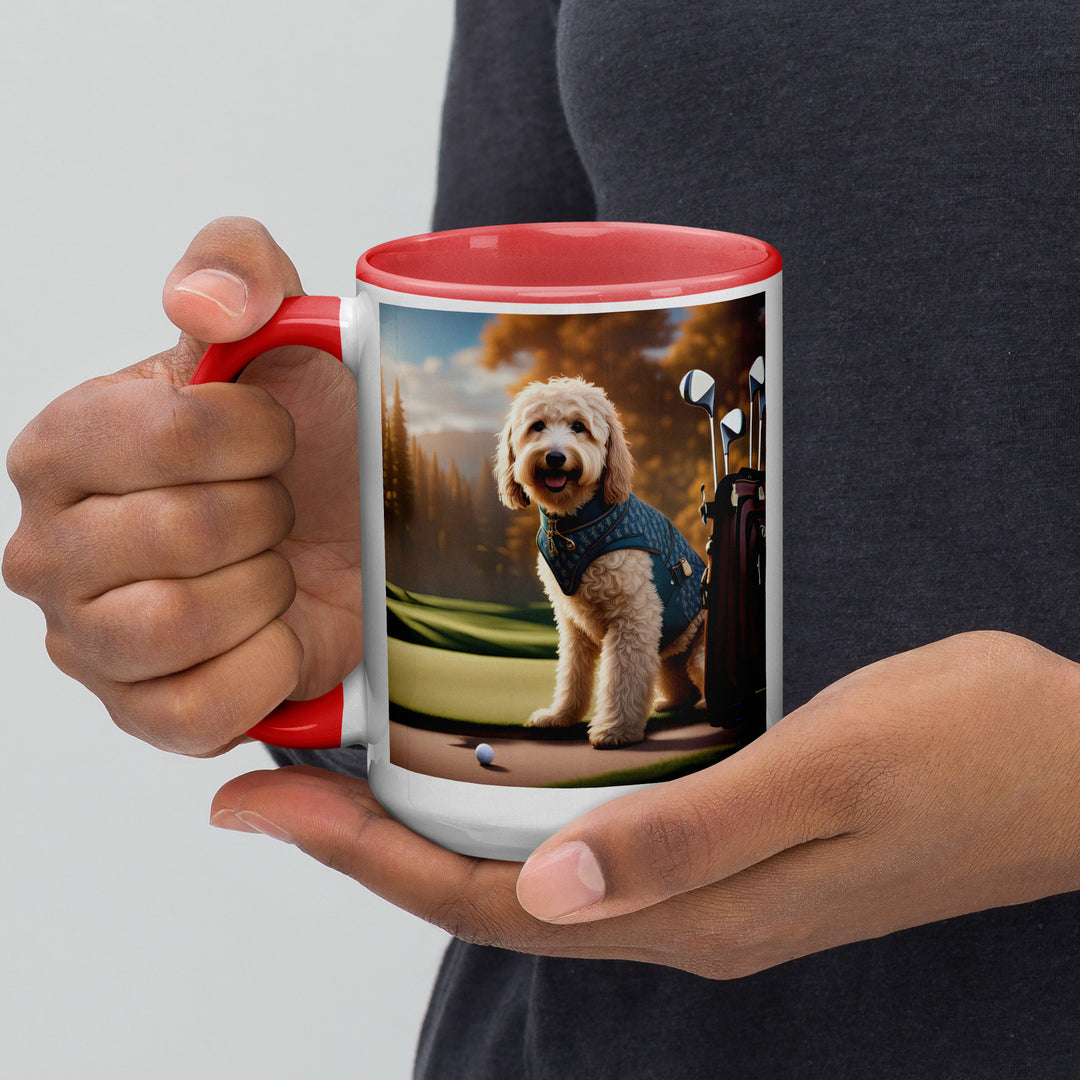 Goldendoodle Golfer- Mug with Color Inside v4