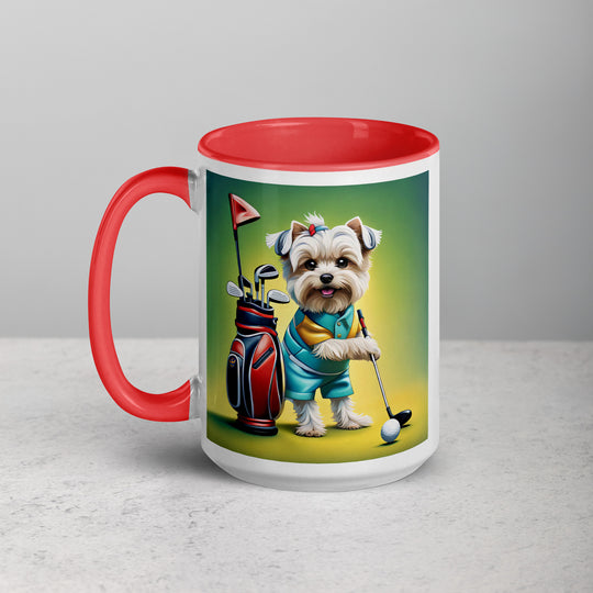 Morkie Golfer- Mug with Color Inside v4