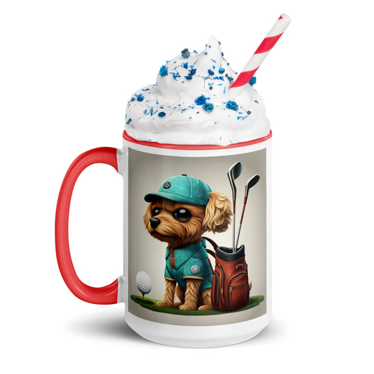 Pekapoo Golfer- Mug with Color Inside v7