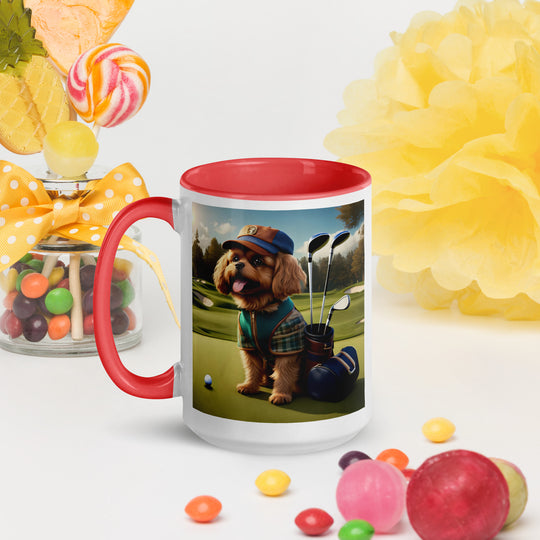 Pekapoo Golfer- Mug with Color Inside v12