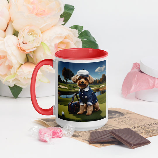 Yorkipoo Golfer- Mug with Color Inside v6