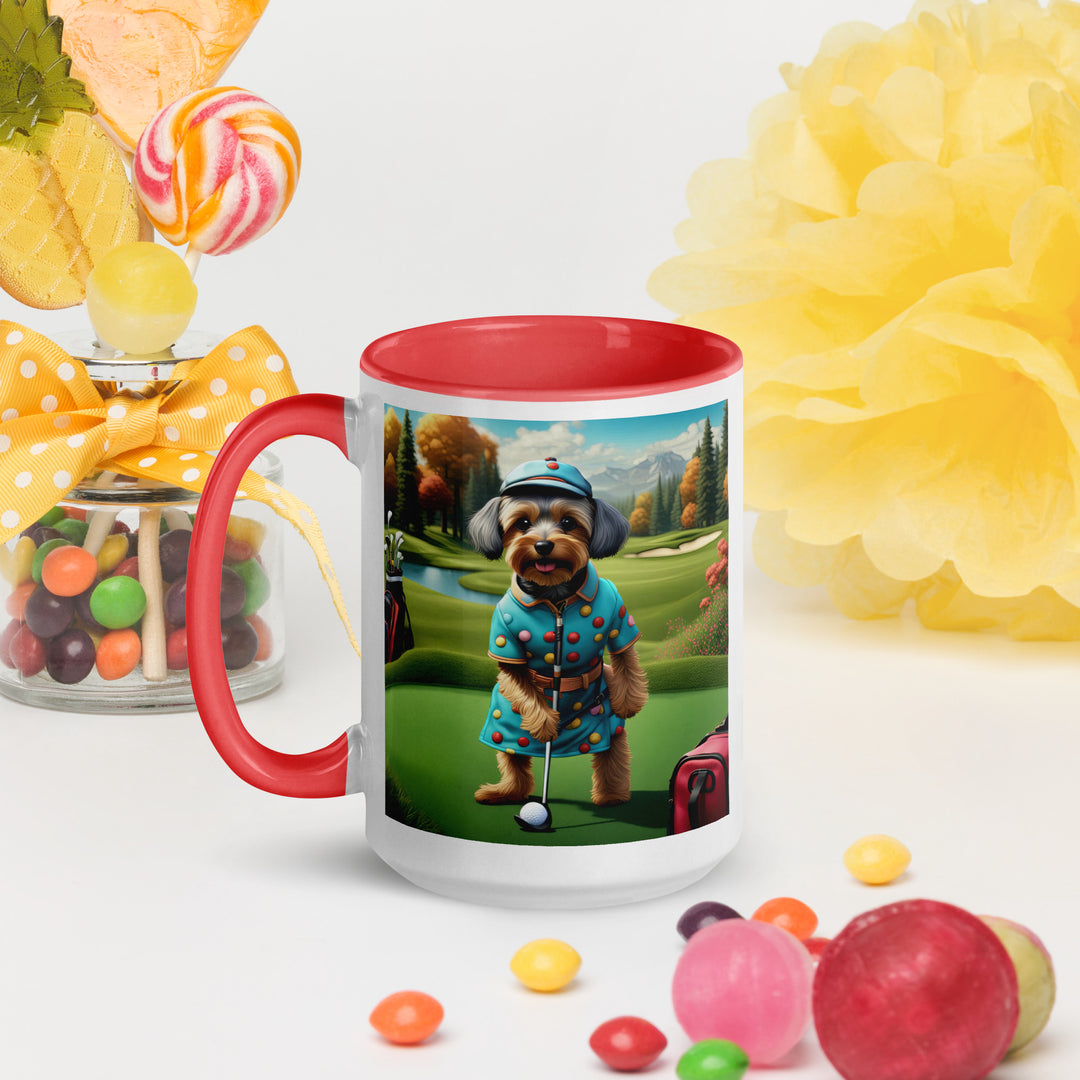 Yorkipoo Golfer- Mug with Color Inside v8