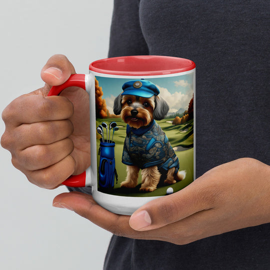 Yorkipoo Golfer- Mug with Color Inside v10