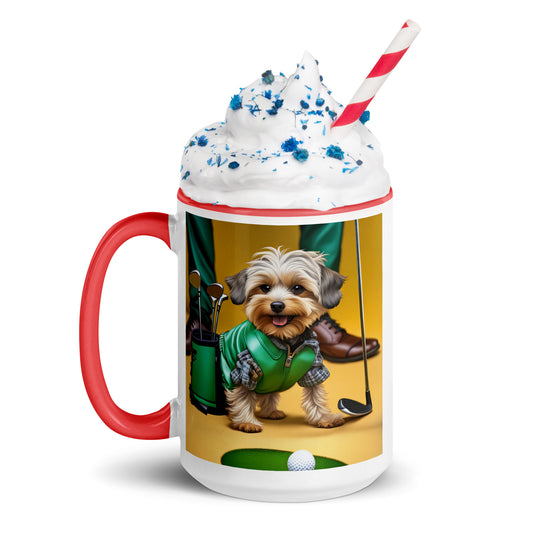 Yorkipoo Golfer- Mug with Color Inside v12