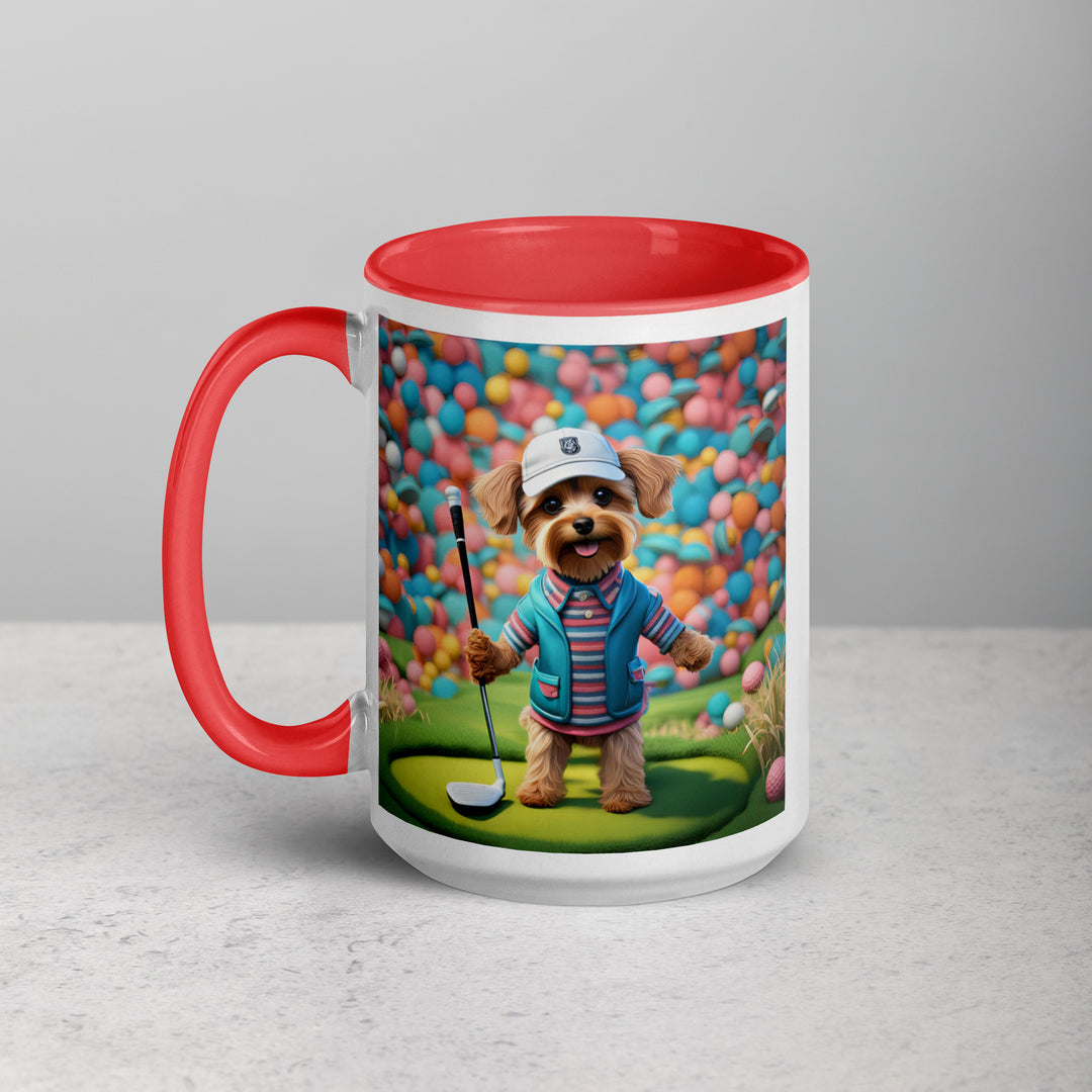 Yorkipoo Golfer- Mug with Color Inside v14