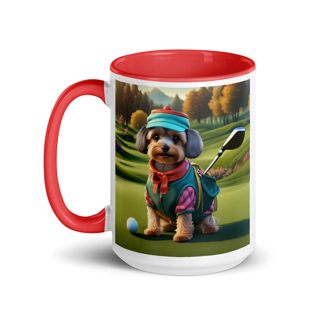 Yorkipoo Golfer- Mug with Color Inside v15