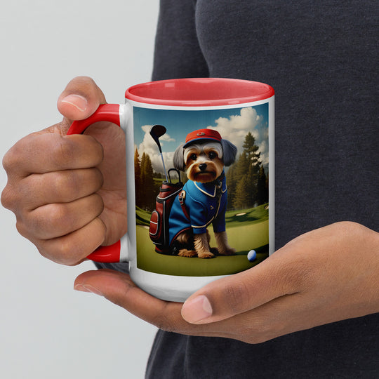 Yorkipoo Golfer- Mug with Color Inside v16