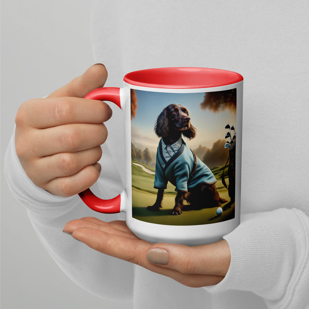 Sprocker Spaniel Golfer- Mug with Color Inside v3