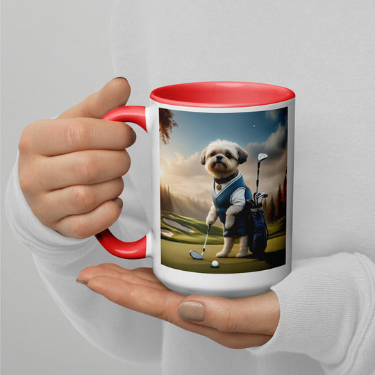 Pugapoo Golfer- Mug with Color Inside v6