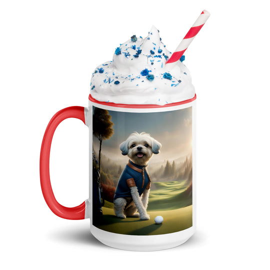 Pugapoo Golfer- Mug with Color Inside v7