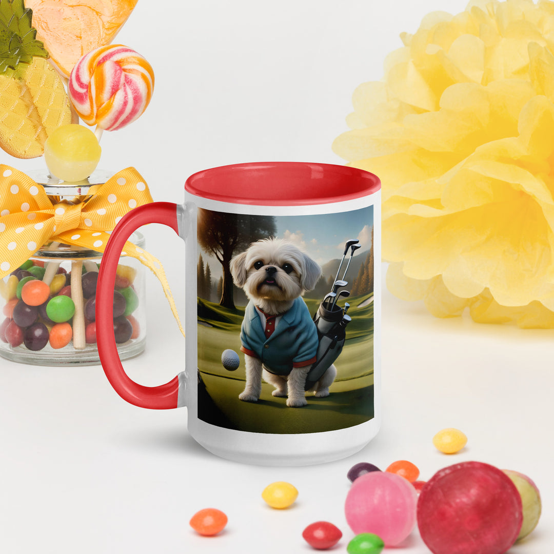 Pugapoo Golfer- Mug with Color Inside v5