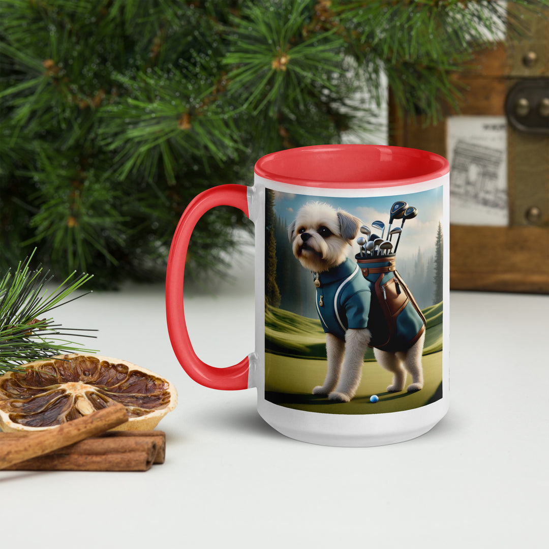 Pugapoo Golfer- Mug with Color Inside v9