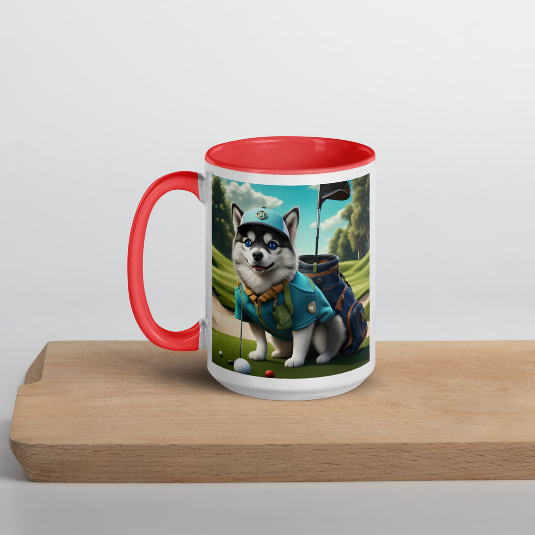 Pomsky Golfer- Mug with Color Inside