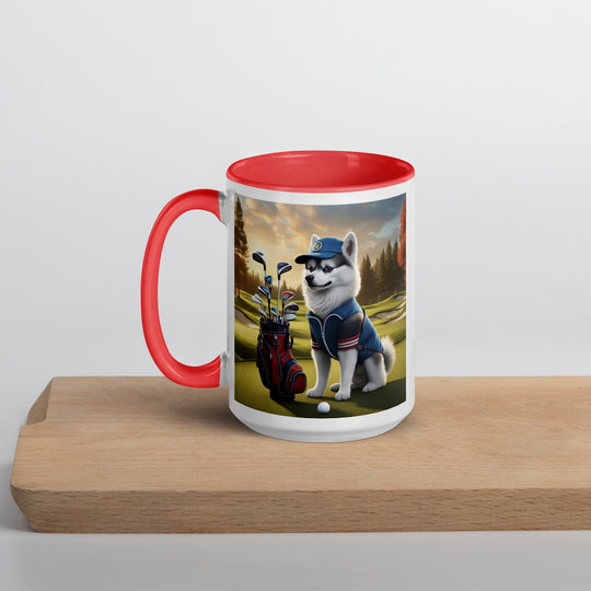 Pomsky Golfer- Mug with Color Inside v4