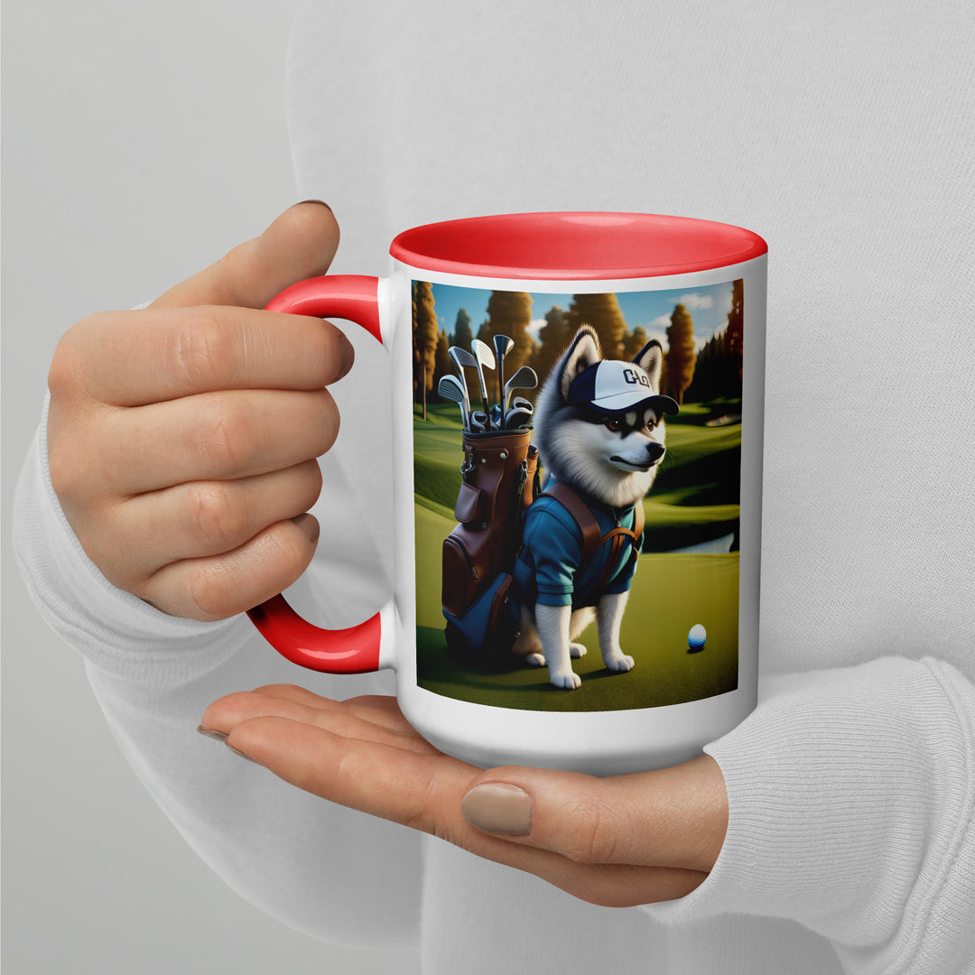 Pomsky Golfer- Mug with Color Inside v10