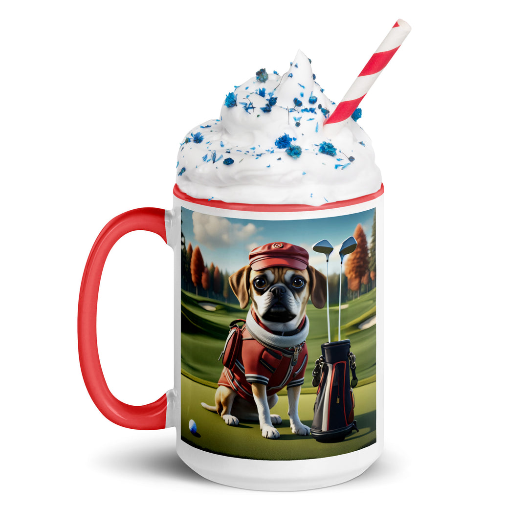 Puggle Golfer- Mug with Color Inside v6