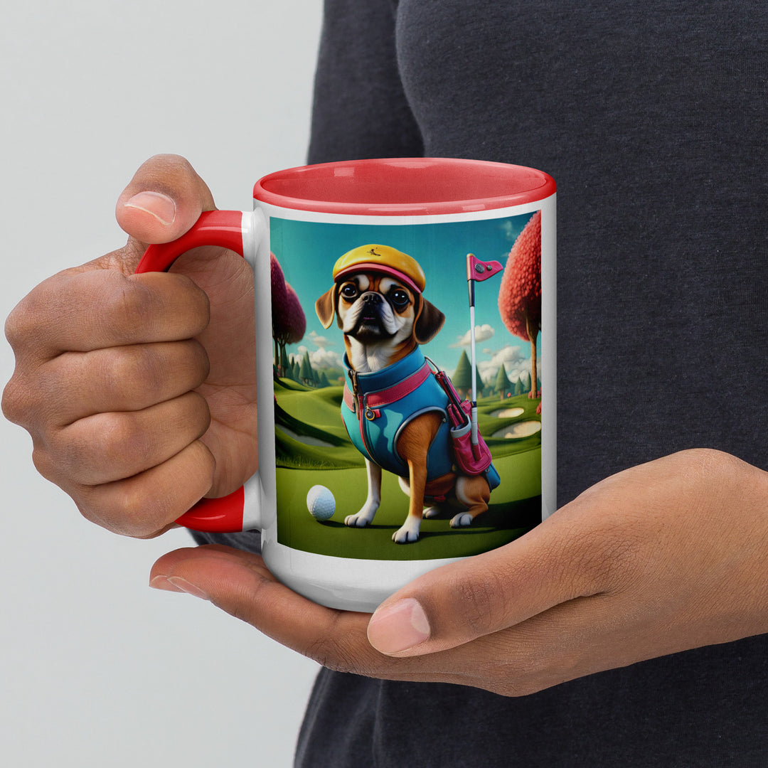 Puggle Golfer- Mug with Color Inside v8