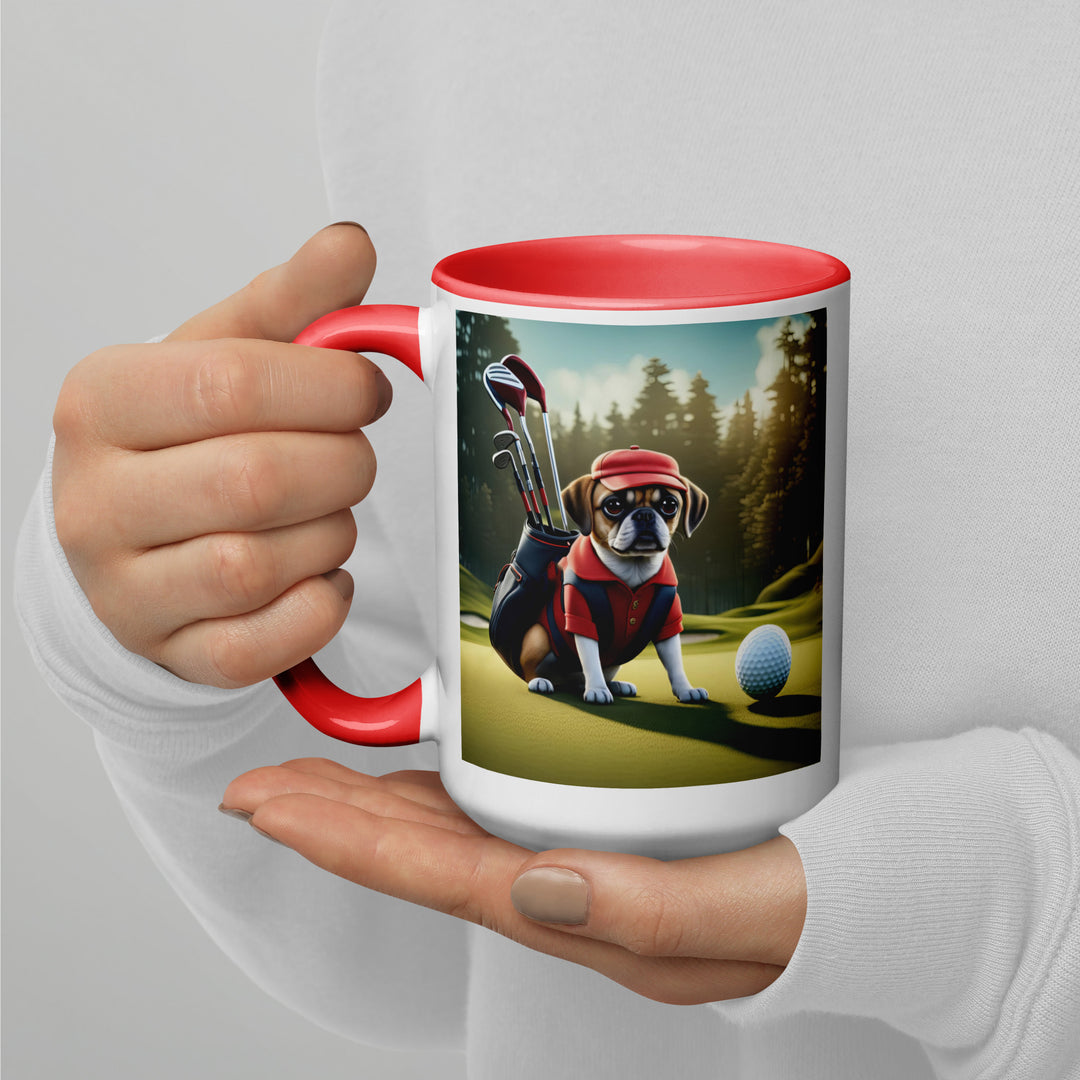 Puggle Golfer- Mug with Color Inside v9