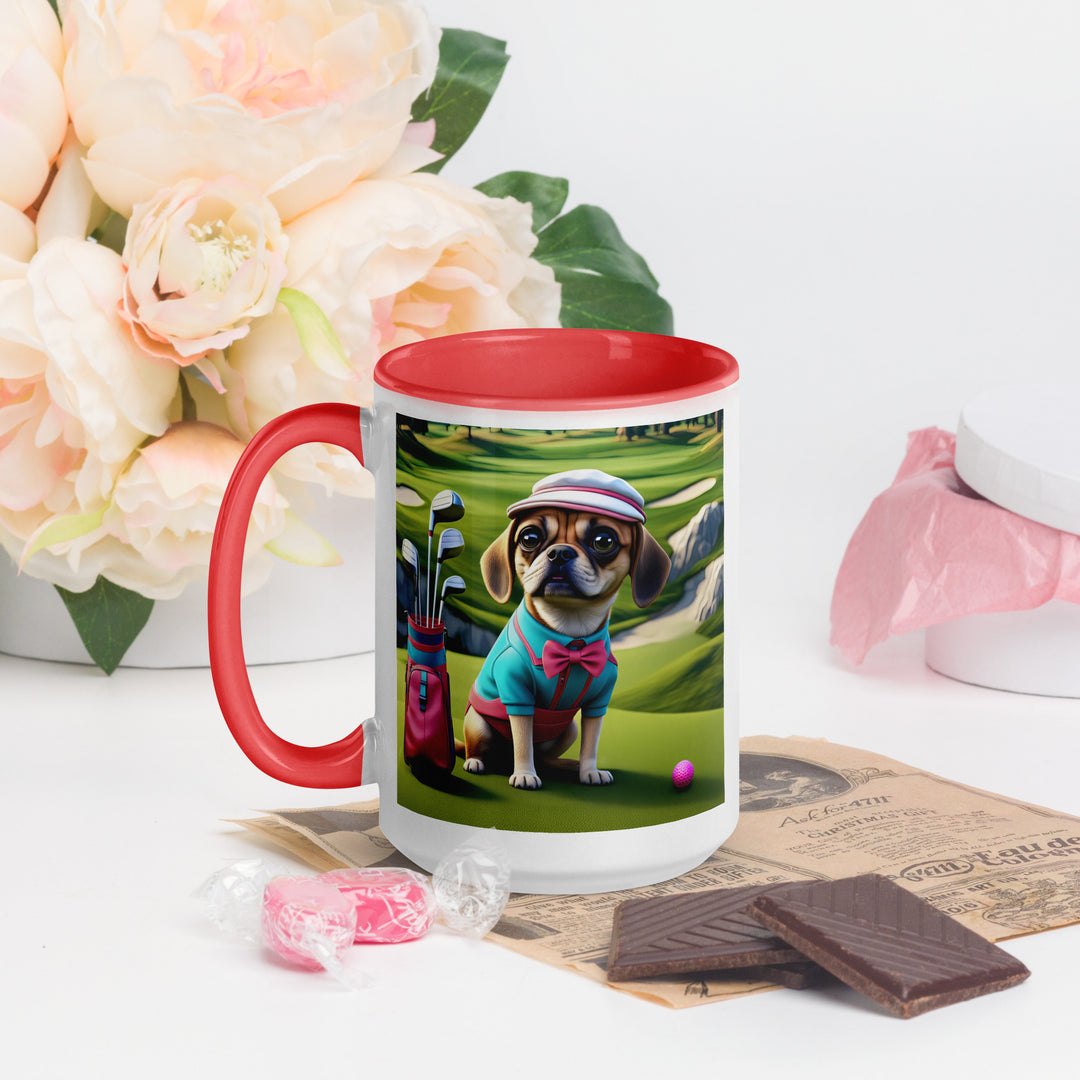 Puggle Golfer- Mug with Color Inside v10