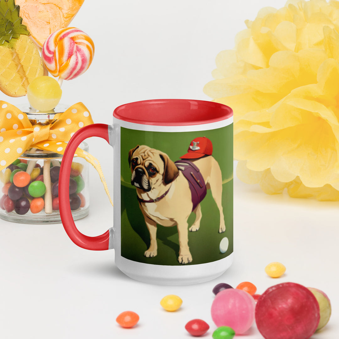 Puggle Golfer- Mug with Color Inside v12