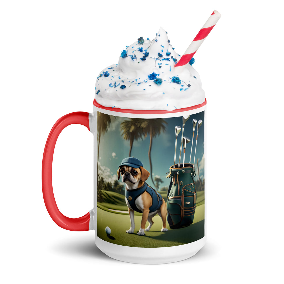 Puggle Golfer- Mug with Color Inside v13