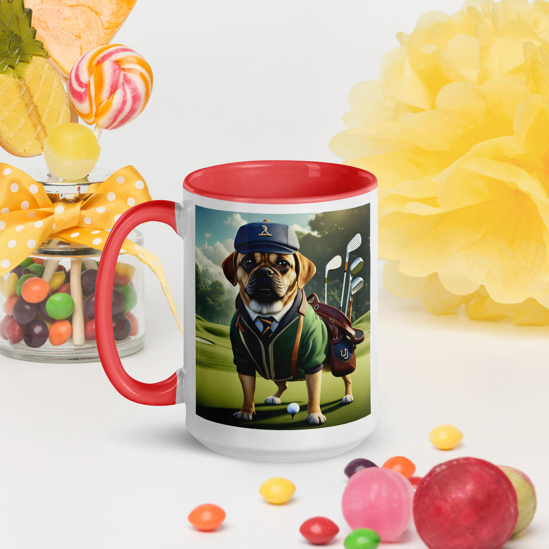 Puggle Golfer- Mug with Color Inside v16