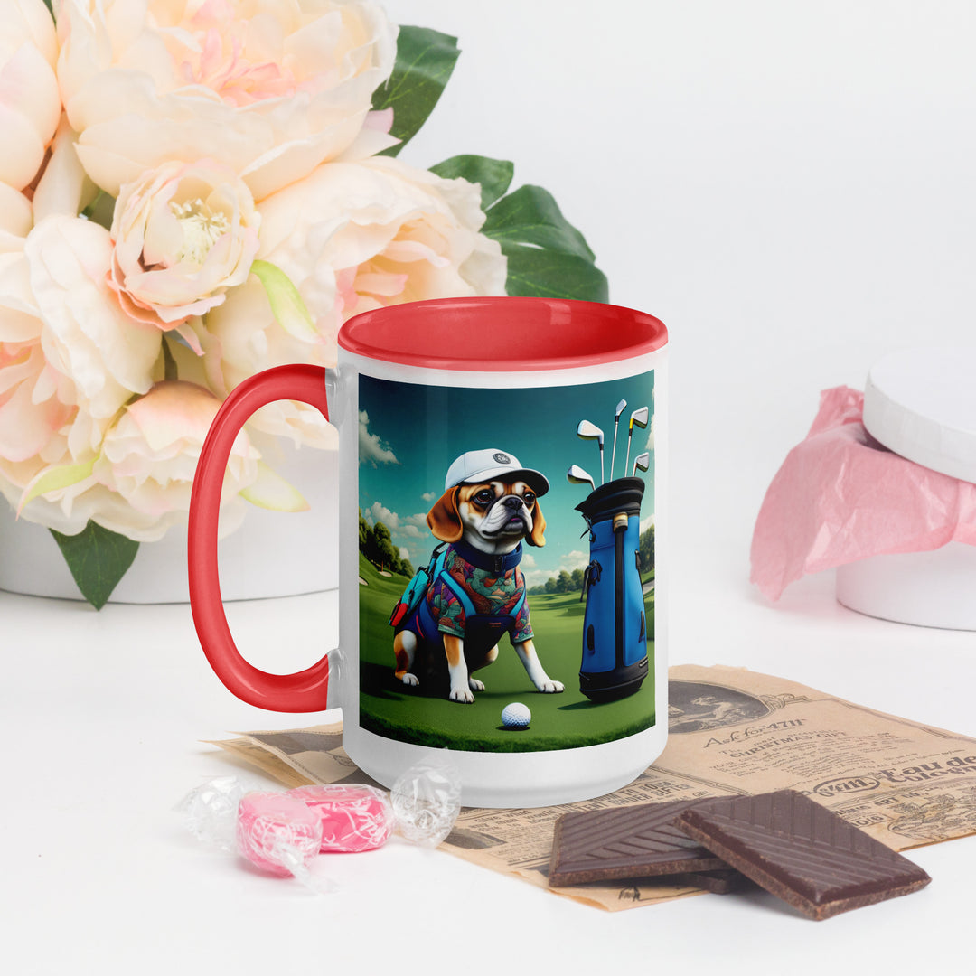 Puggle Golfer- Mug with Color Inside v17