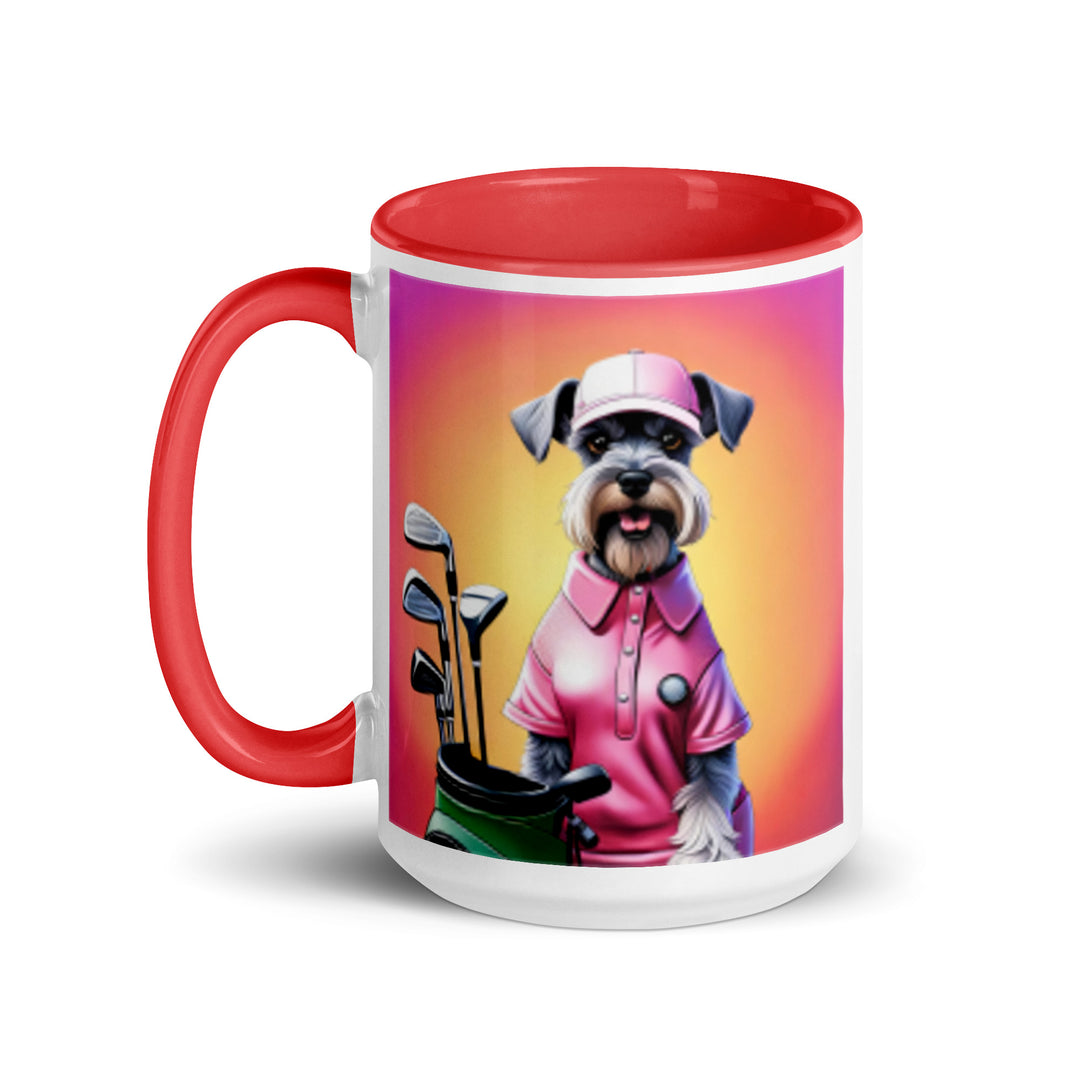 Miniature Schnauzer Golfer- Mug with Color Inside v4