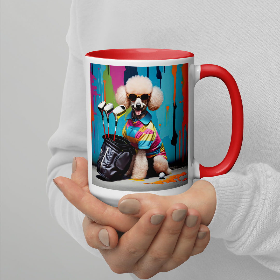 Poodle Golfer- Mug with Color Inside v3