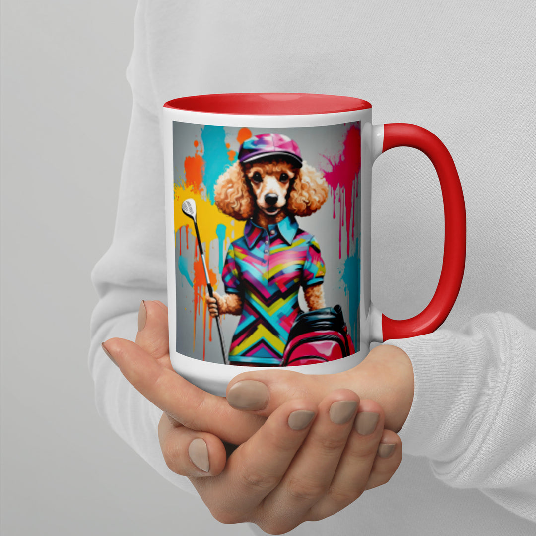 Poodle Golfer- Mug with Color Inside v4