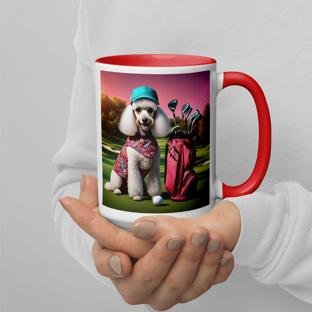 Poodle Golfer- Mug with Color Inside v5