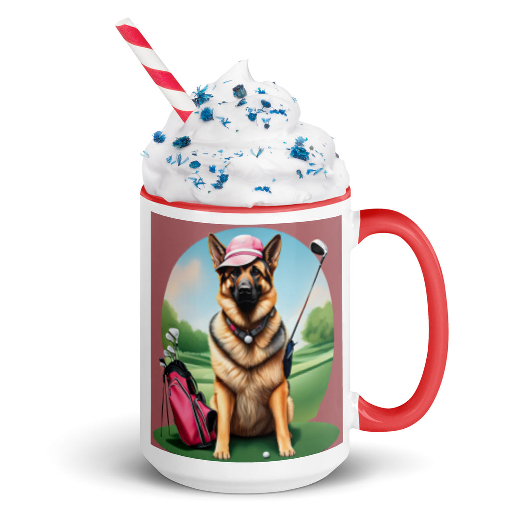 German Shepherd Golfer- Mug with Color Inside V4