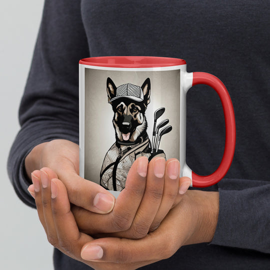 German Shepherd Golfer- Mug with Color Inside V5