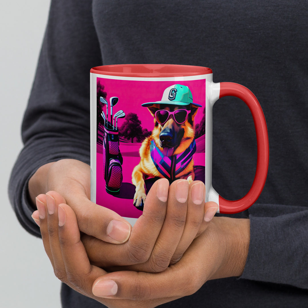 German Shepherd Golfer- Mug with Color Inside V8