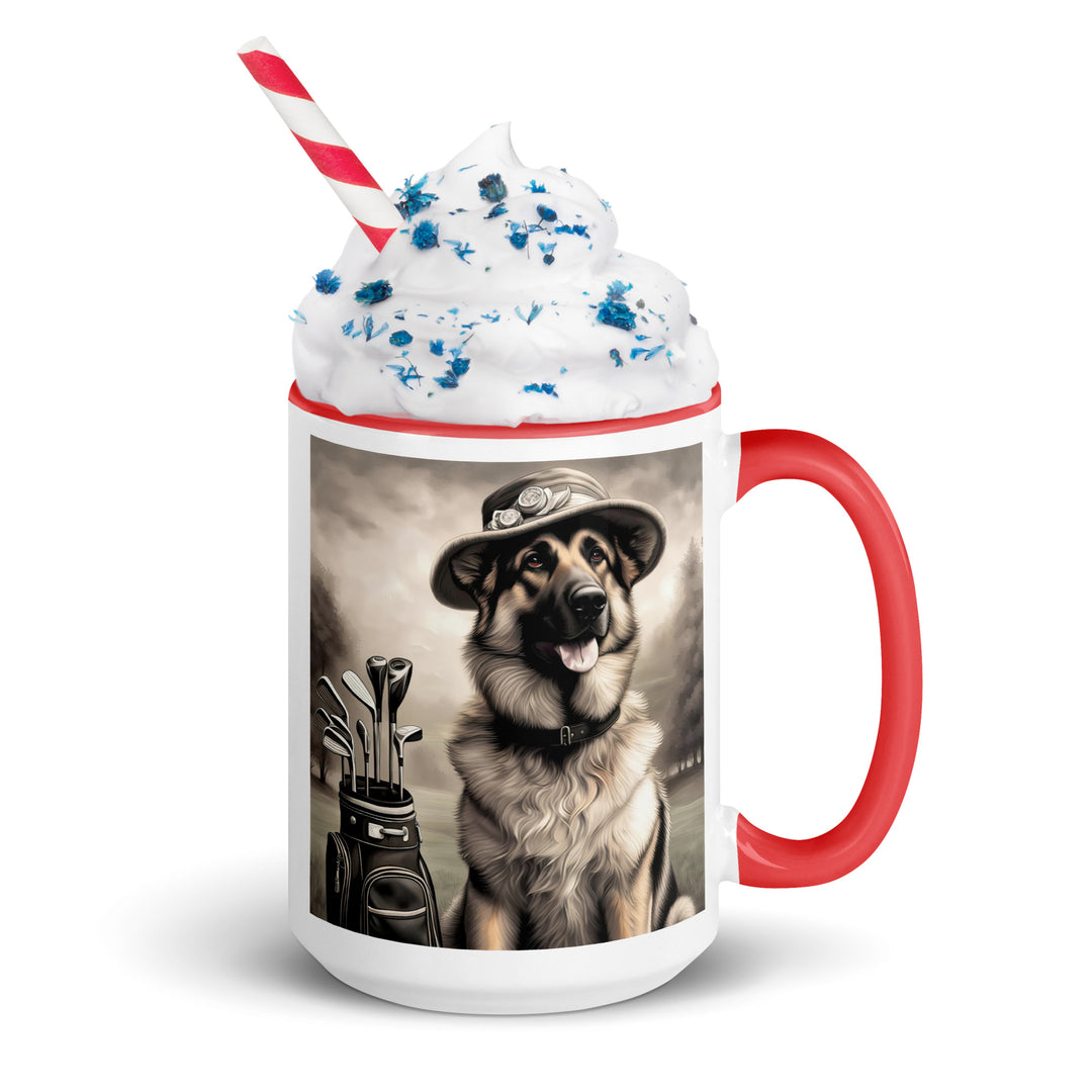 German Shepherd Golfer- Mug with Color Inside V10