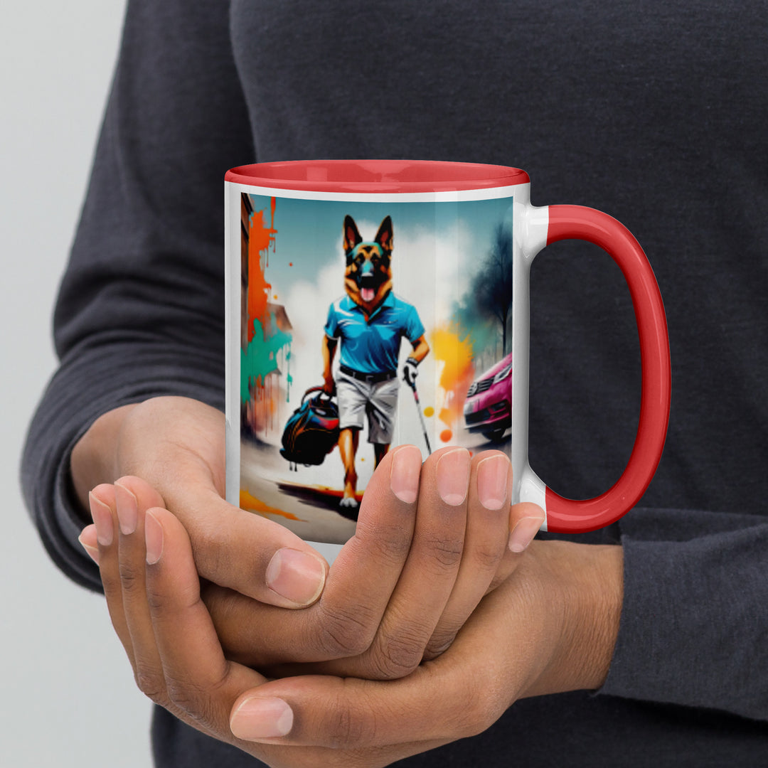 German Shepherd Golfer- Mug with Color Inside V12