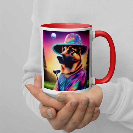 German Shepherd Golfer- Mug with Color Inside V13