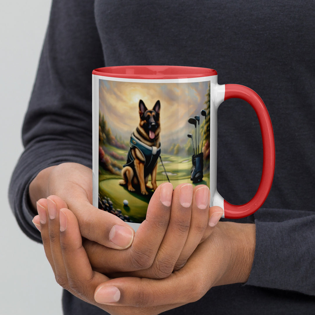 German Shepherd Golfer- Mug with Color Inside V15