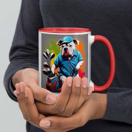 Bulldog Golfer- Mug with Color Inside V2