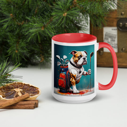 Bulldog Golfer- Mug with Color Inside V4