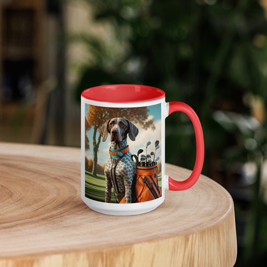 German Shorthaired Pointer Golfer- Mug with Color Inside