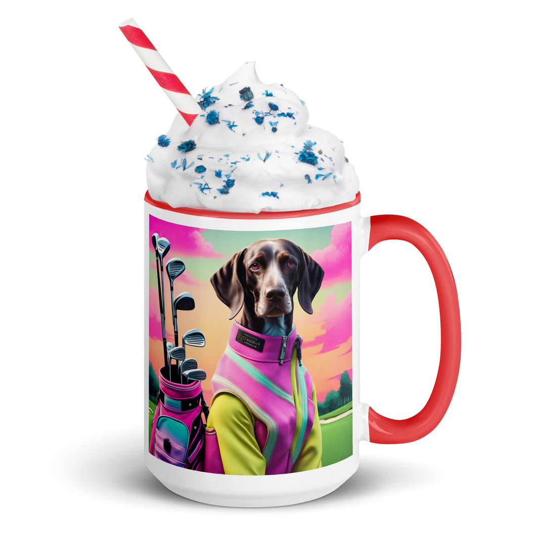 German Shorthaired Pointer Golfer- Mug with Color Inside v3