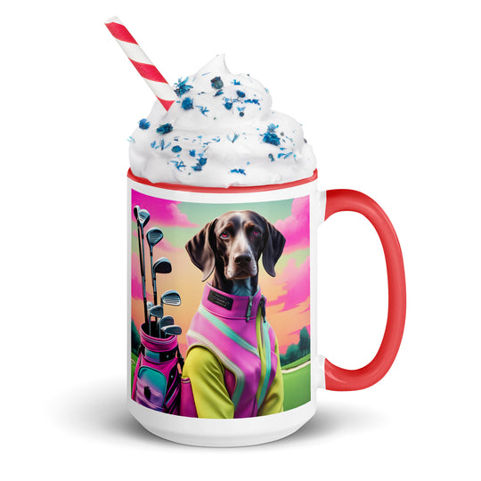 German Shorthaired Pointer Golfer- Mug with Color Inside v3