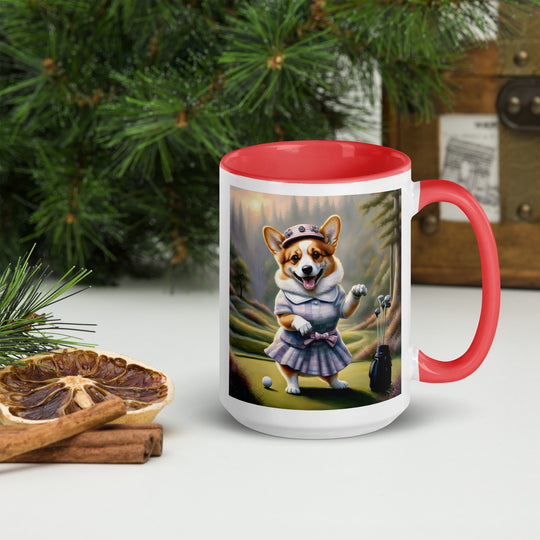 Pembroke Welsh Corgi Golfer- Mug with Color Inside v2