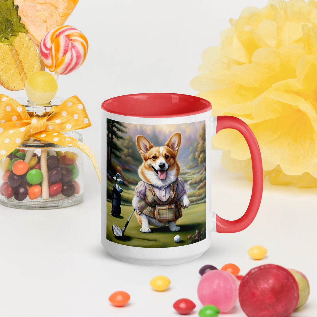 Pembroke Welsh Corgi Golfer- Mug with Color Inside v3