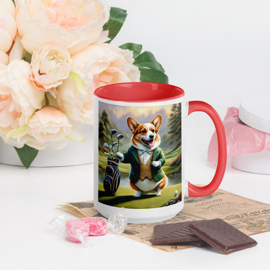 Pembroke Welsh Corgi Golfer- Mug with Color Inside v4