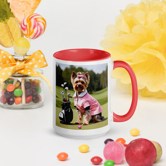 Yorkshire Terrier Golfer- Mug with Color Inside v2