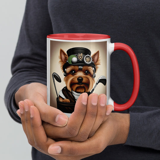 Yorkshire Terrier Golfer- Mug with Color Inside v3