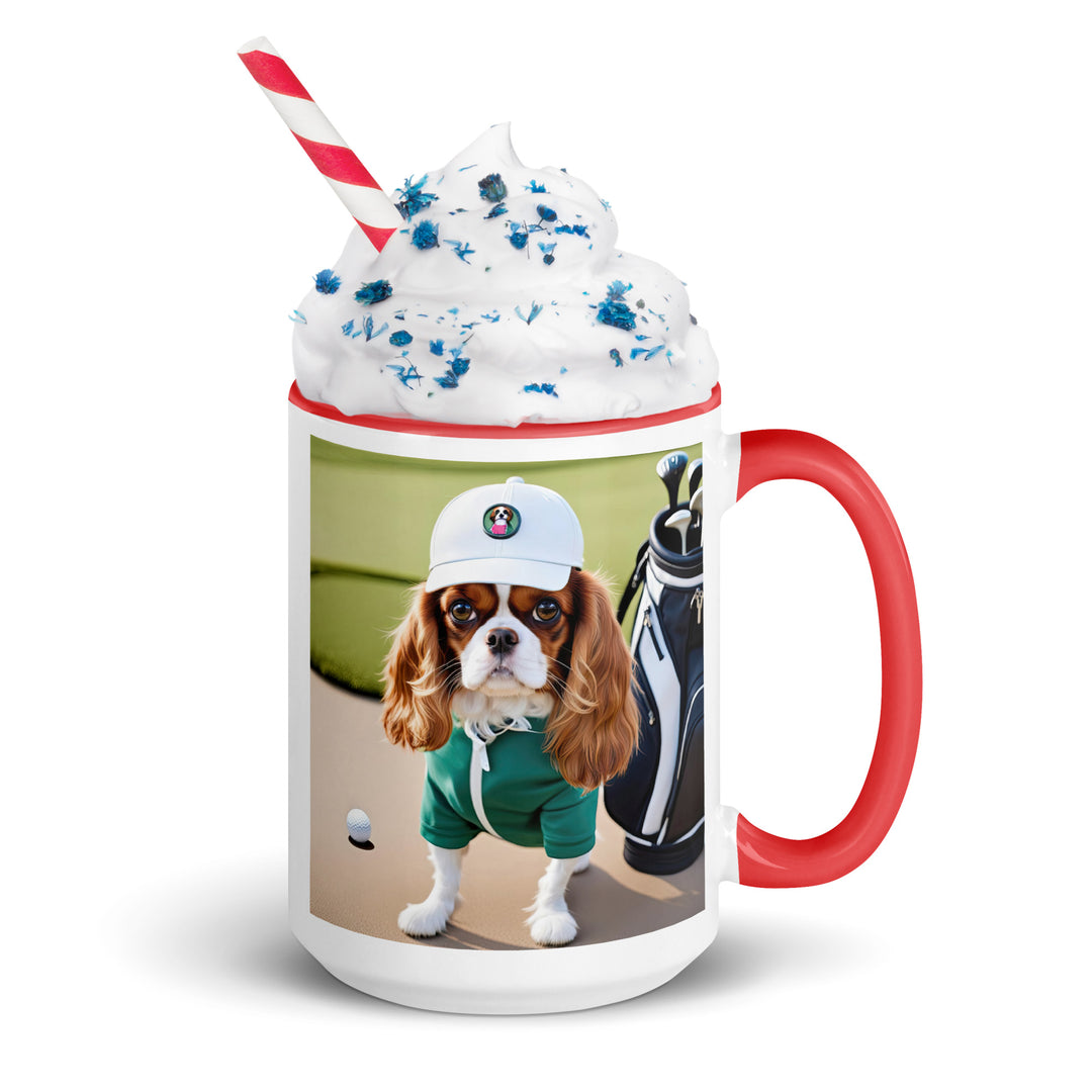 Cavalier King Charles Spaniel Golfer- Mug with Color Inside v4